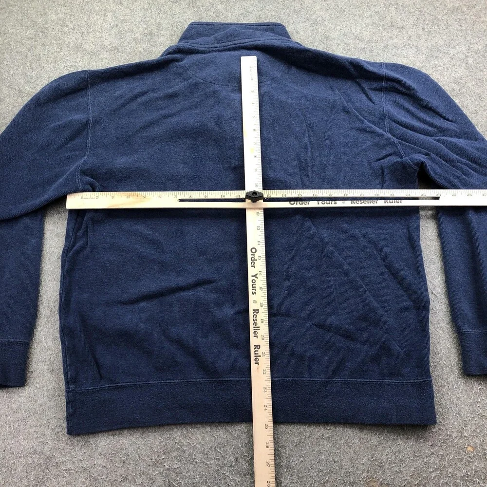 Orvis Sweater Mens Large Blue 1/4 Zip Mock Neck Knit Pullover Solid Basic Casual